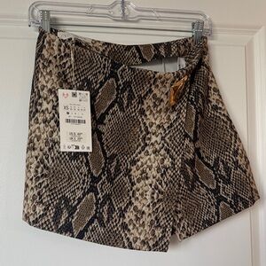 Zara Snake Print Wrap Skort - Brown, Beige, Black